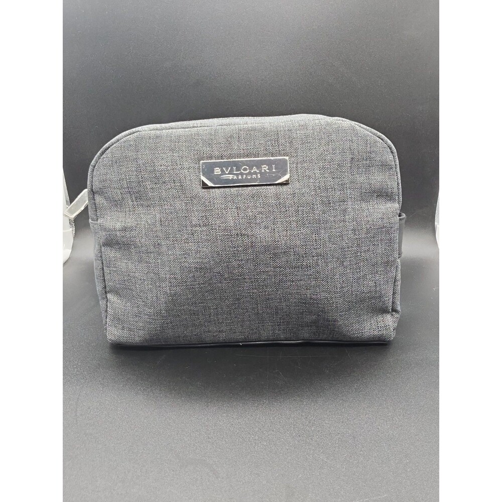 BVLGARI Parfums Heather Grey Canvas Toiletry Bag Cosmetic Travel Pouch